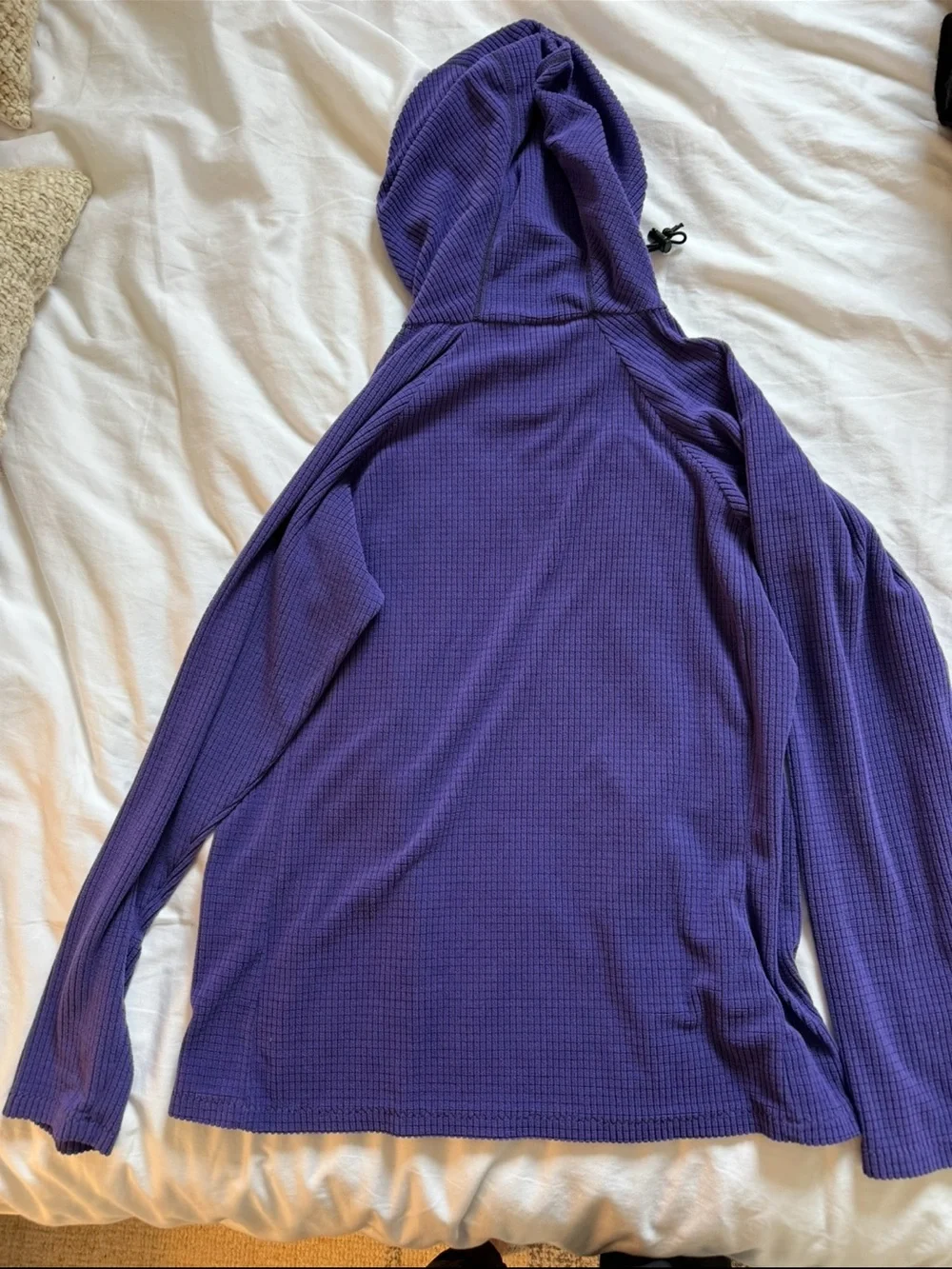 Melanzana Purple Hooded Waffle-Knit Pullover